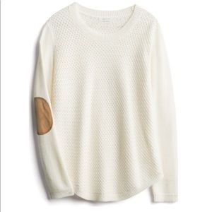 August mist white pullover with elbow patch